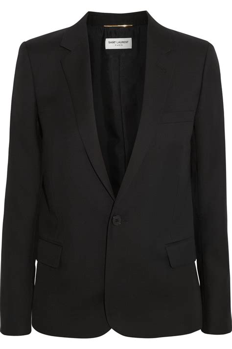 Wool and silk gabardine blazer in black 